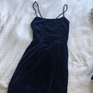 Blue velvet dress with sexy cutouts